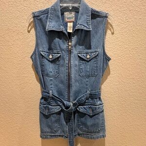 St. John's Bay Blue Sleeveless Jean Jacket Top Size Small